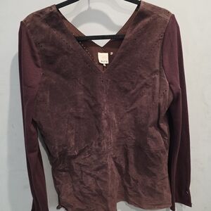 Ecru Women's Deep Brown V-Neck Blouse